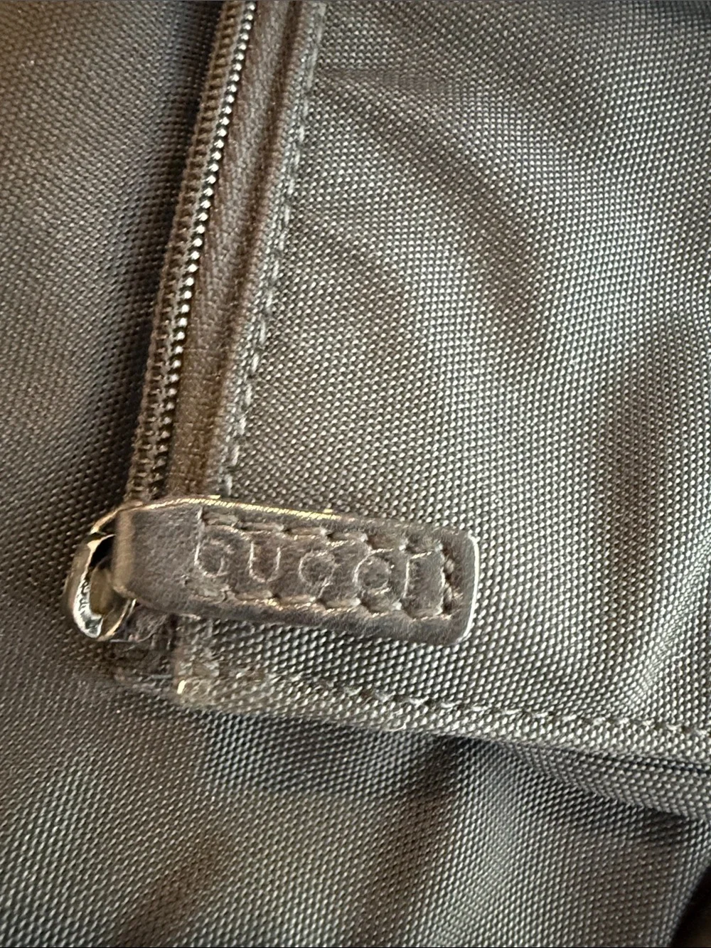 Vintage Gucci Black Nylon Leather Drawstring Backpack